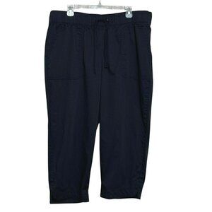 Lane Bryant Womens Crop Pants Size 18 Black Drawstring Relaxed Elastic Waist